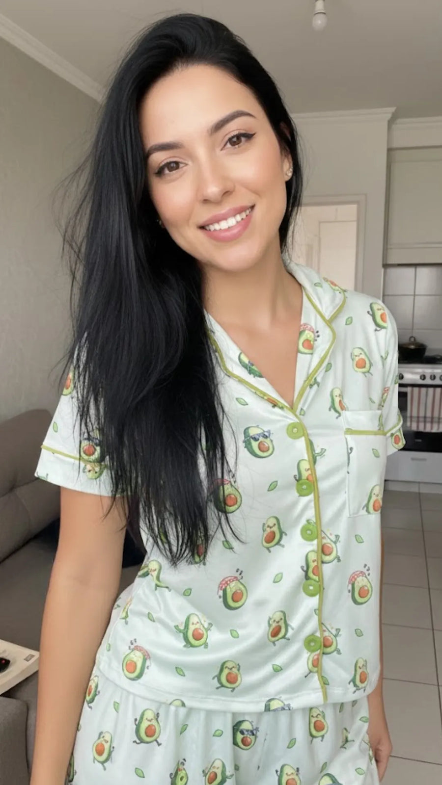 Foto de cliente usando a peça