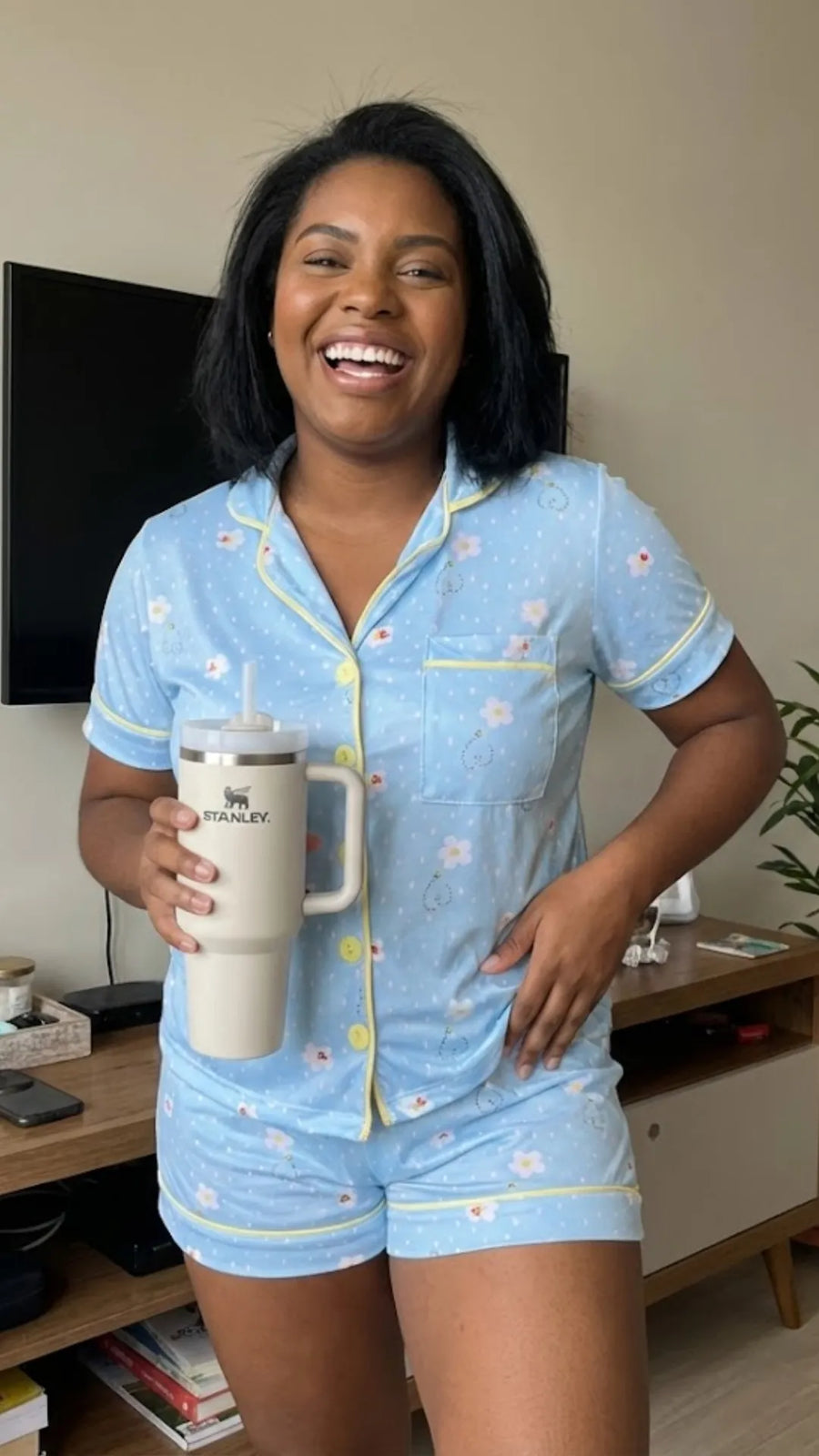 Foto de cliente usando a peça