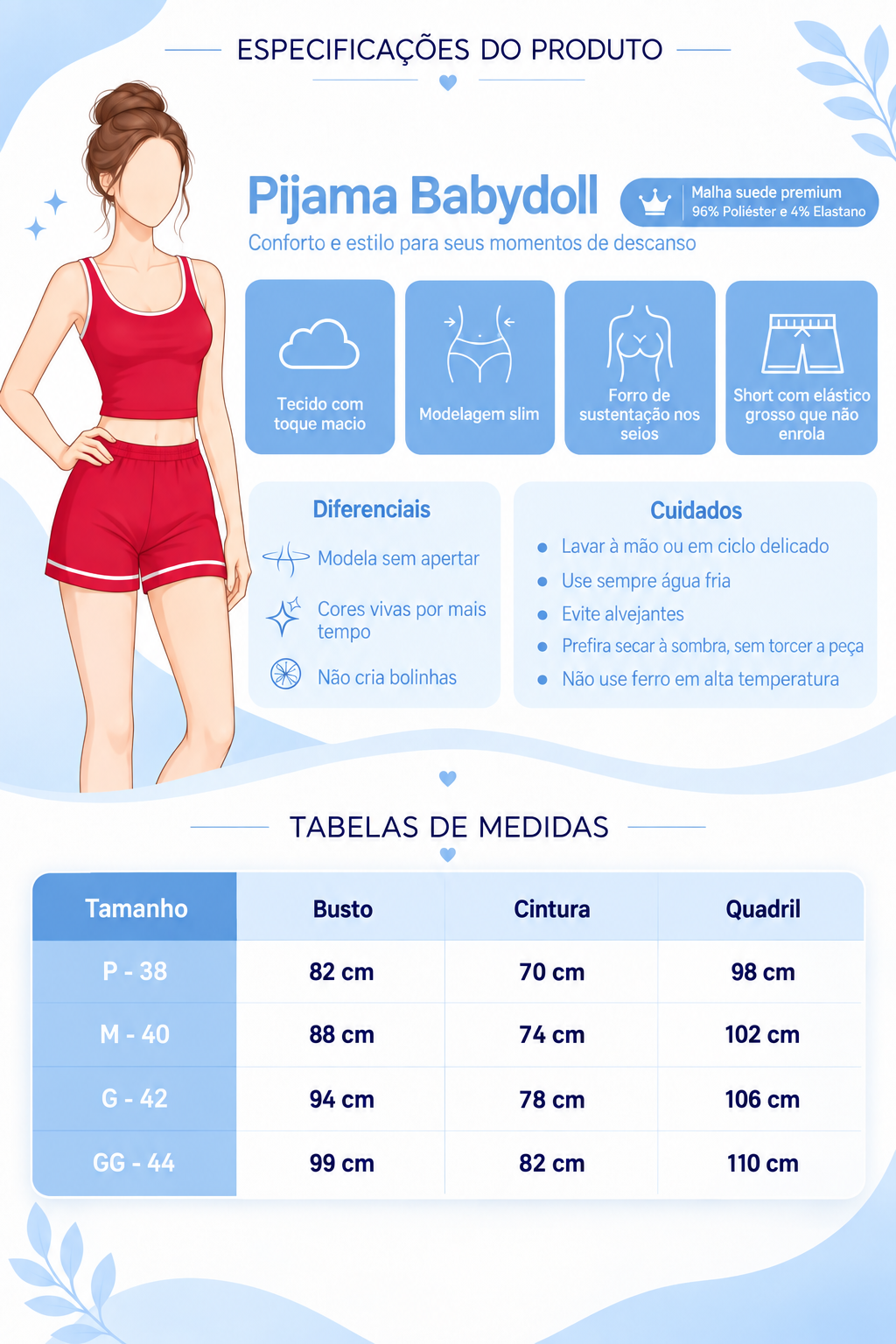 Pijama Babydoll - Vermelho