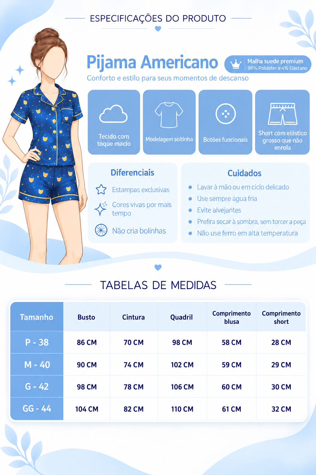 Pijama Americano - Céu Estrelado